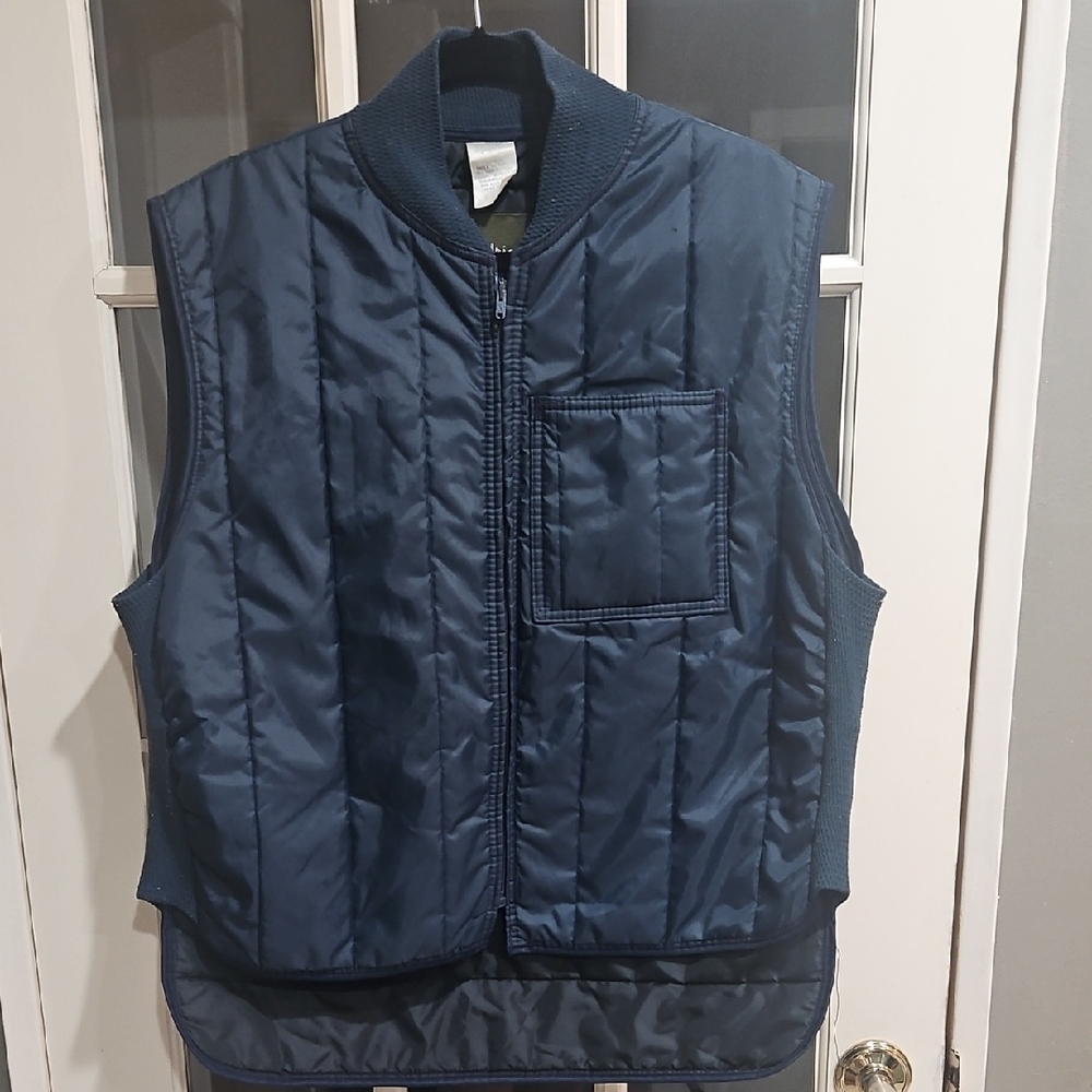 VINTAGE Refrigiwear Men's Navy Quilted Vest XL made In The USA 60-70s